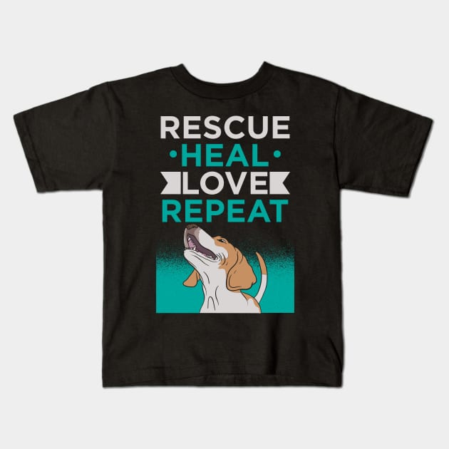 ANIMAL RESCUE: Rescue Heal Love Kids T-Shirt by woormle